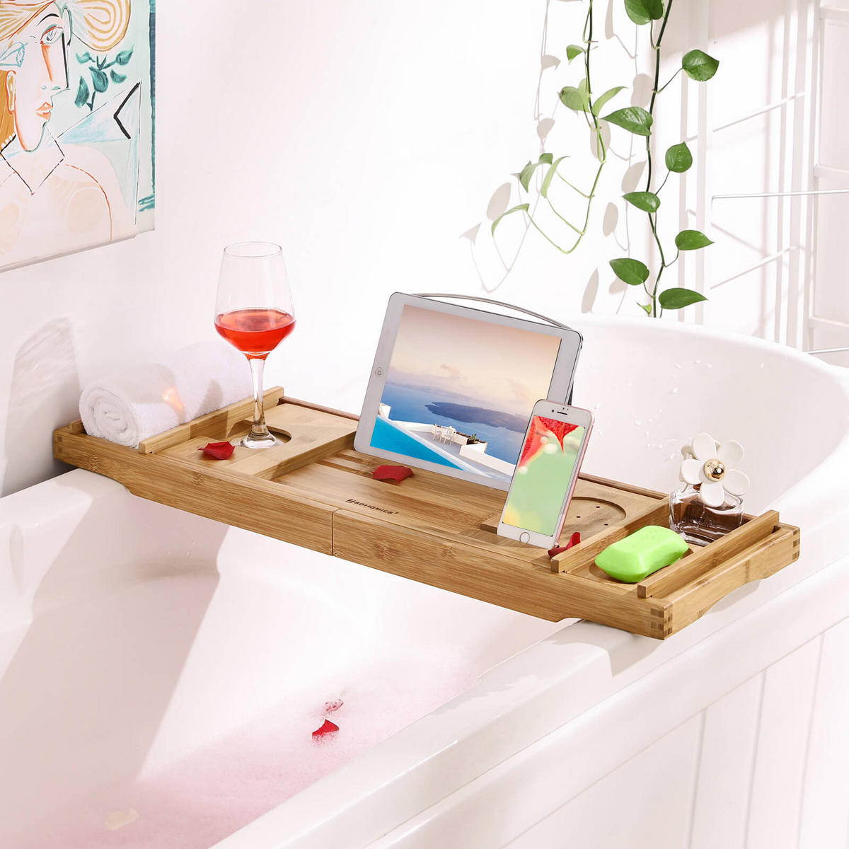BADEWANNENABLAGE - Eukalyptusholzfarben, Holz (23/109cm) - Hansiro