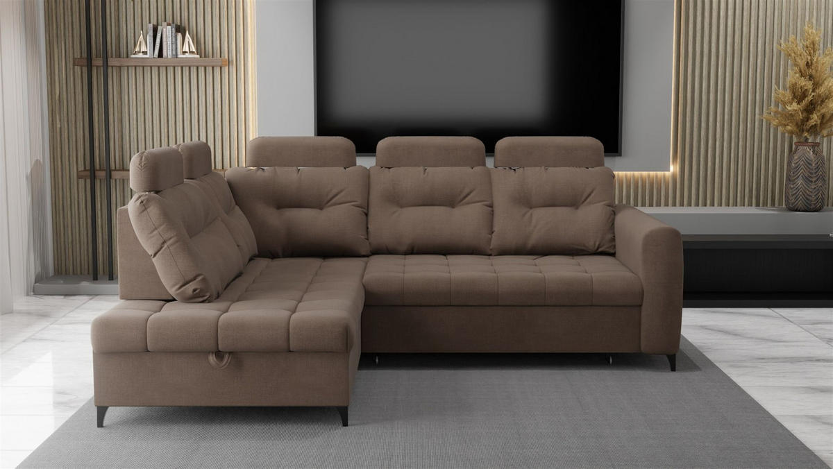 ECKSOFA Wendie - Braun, Holzwerkstoff/Textil (200/250cm) - Fun Möbel