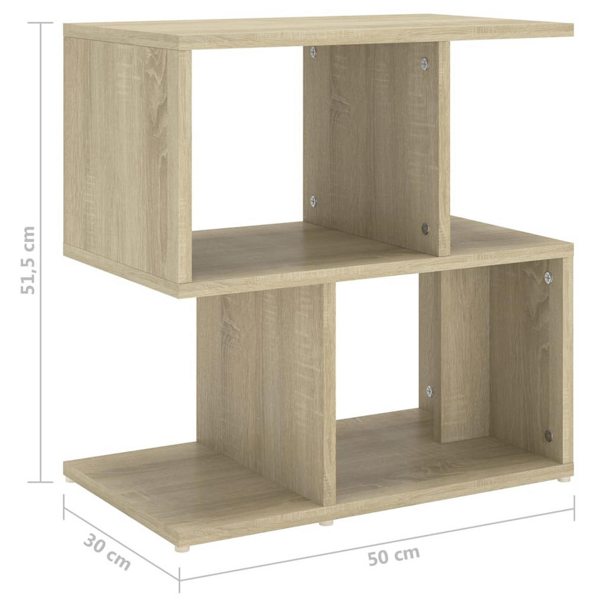 NACHTTISCH mit offenen Fächern 50/30/51,5 cm aus Holzwerkstoff in Sonoma-Eiche Dekor - Sonoma Eiche, Holz (50/51.5/30cm) - vidaXL