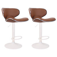 BARHOCKER 2er Set Lederlook hellbraun - Hellbraun/Weiß, Textil/Metall (46/88/49cm) - CLP
