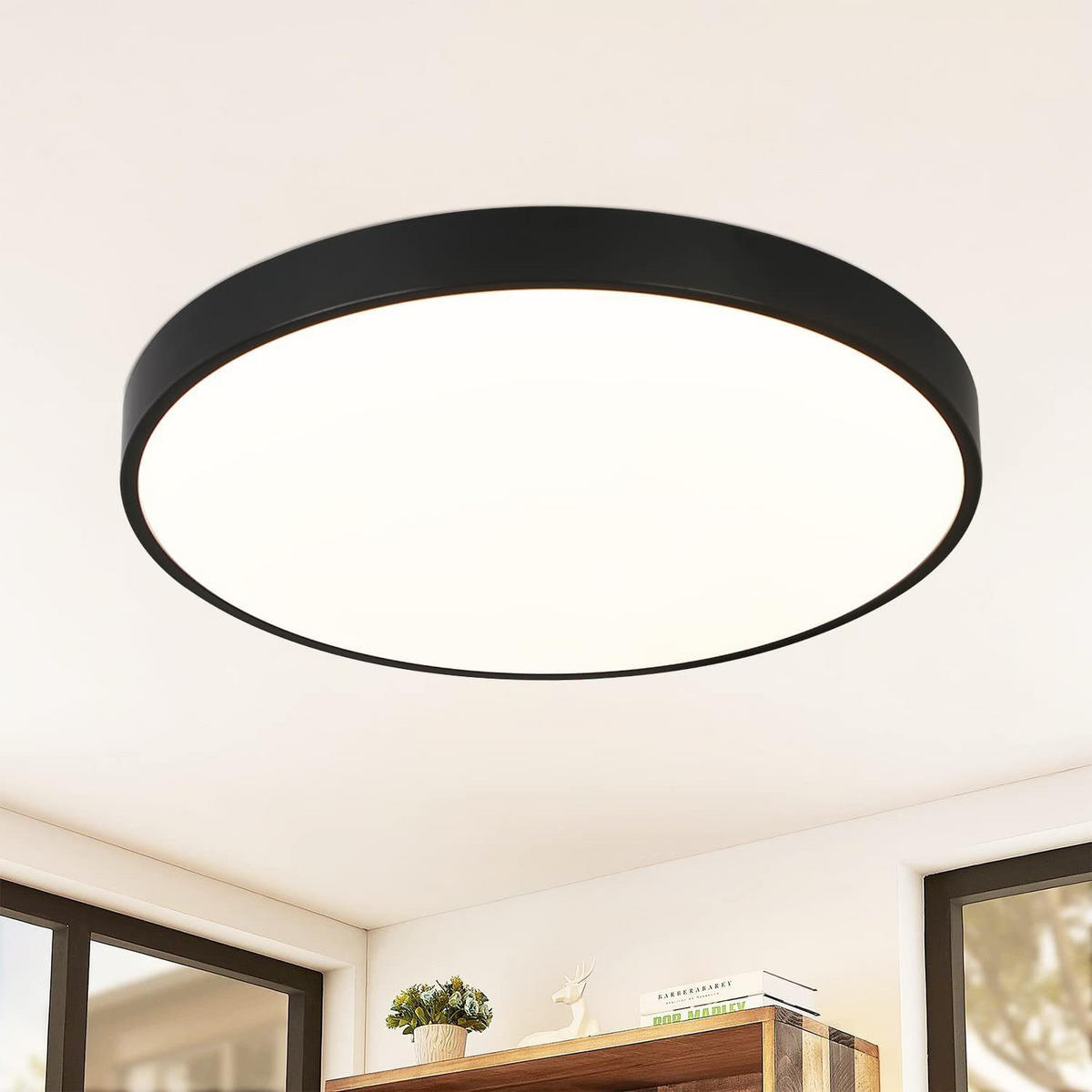 LED-DECKENLEUCHTE Roland 28/28/3 cm - Schwarz, Kunststoff (28/28/3cm) - Nettlife