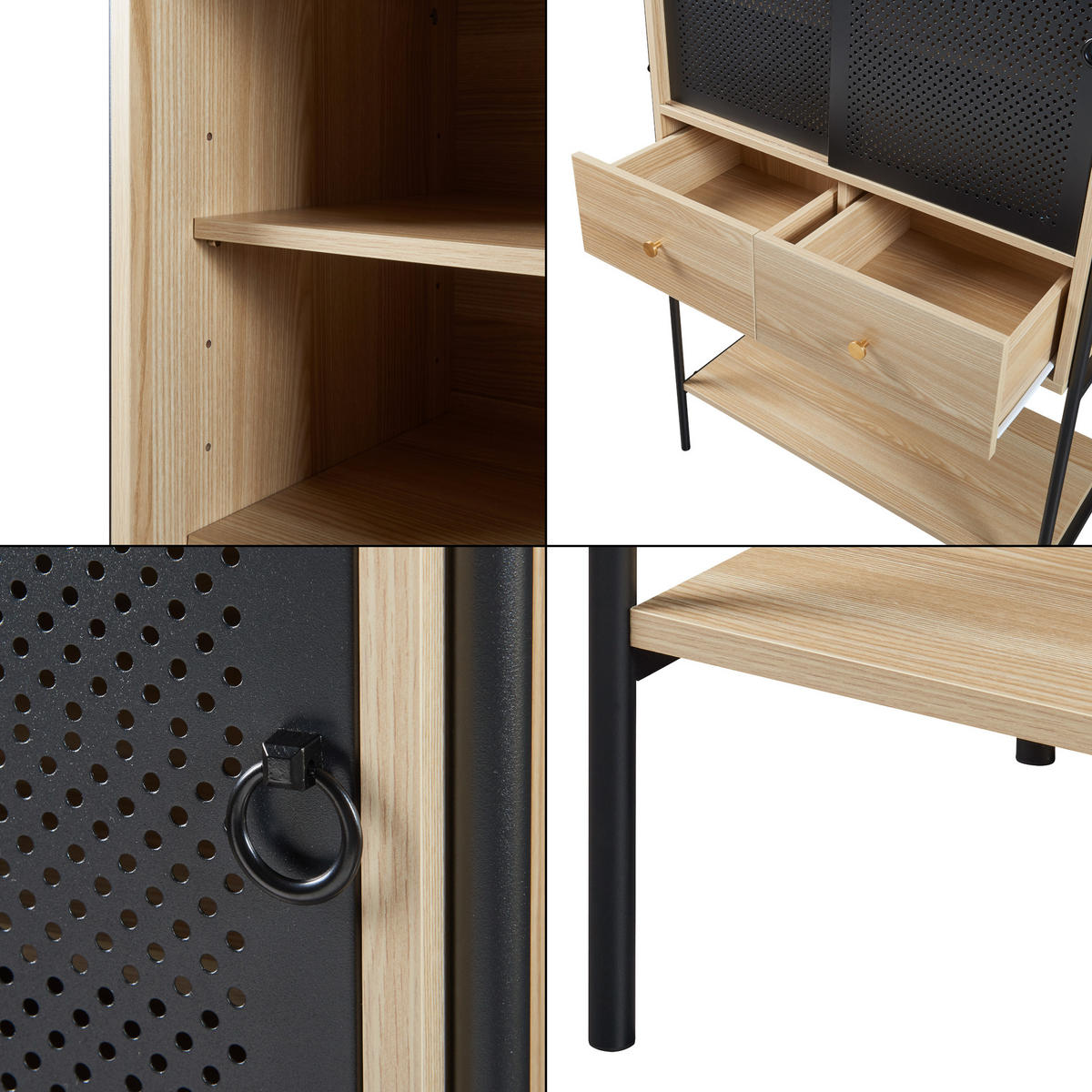 HIGHBOARD Tysnes - Eichefarben/Schwarz, Holzwerkstoff/Metall (40/140/80cm) - [en.casa]