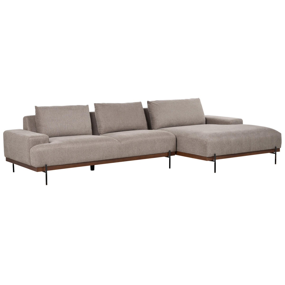 3-SITZER-ECKSOFA hellbraun rechtsseitig Mariferd - Hellbraun/Dunkelbraun, Textil (316/146cm) - Beliani