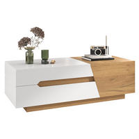 COUCHTISCH ausziehbar mit Schubladen & Blockdesign - Multicolor, Metall (120/50/37.5cm) - SHOPENTRA