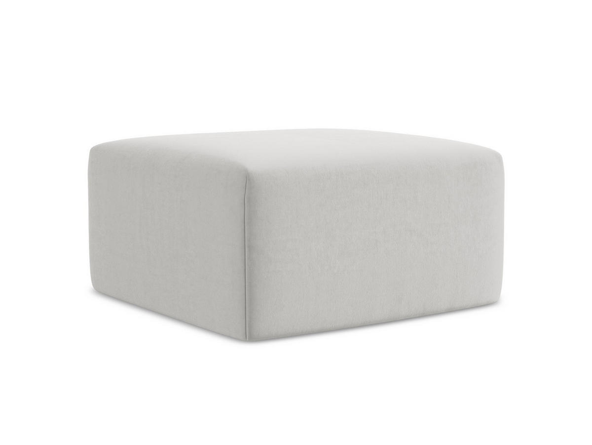 POUF Samt Stoff Grau - Silberfarben/Schwarz, Holzwerkstoff/Kunststoff (75/37/75cm) - Makamii