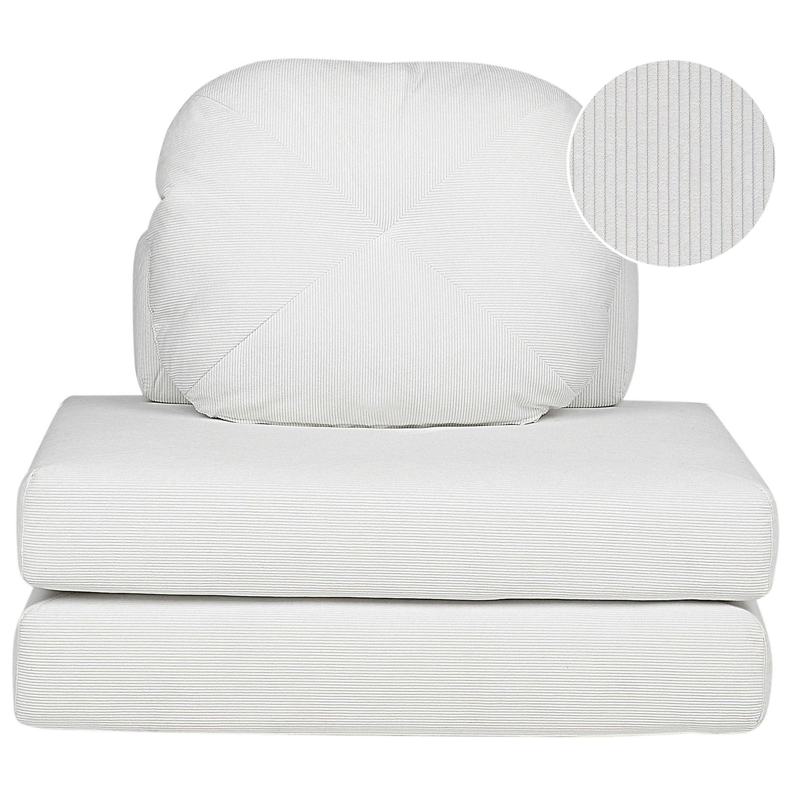 1-SITZER BODENSOFA Cord weiß mit Schlaffunktion Olden - Weiß, Textil (81/54/91cm) - Beliani