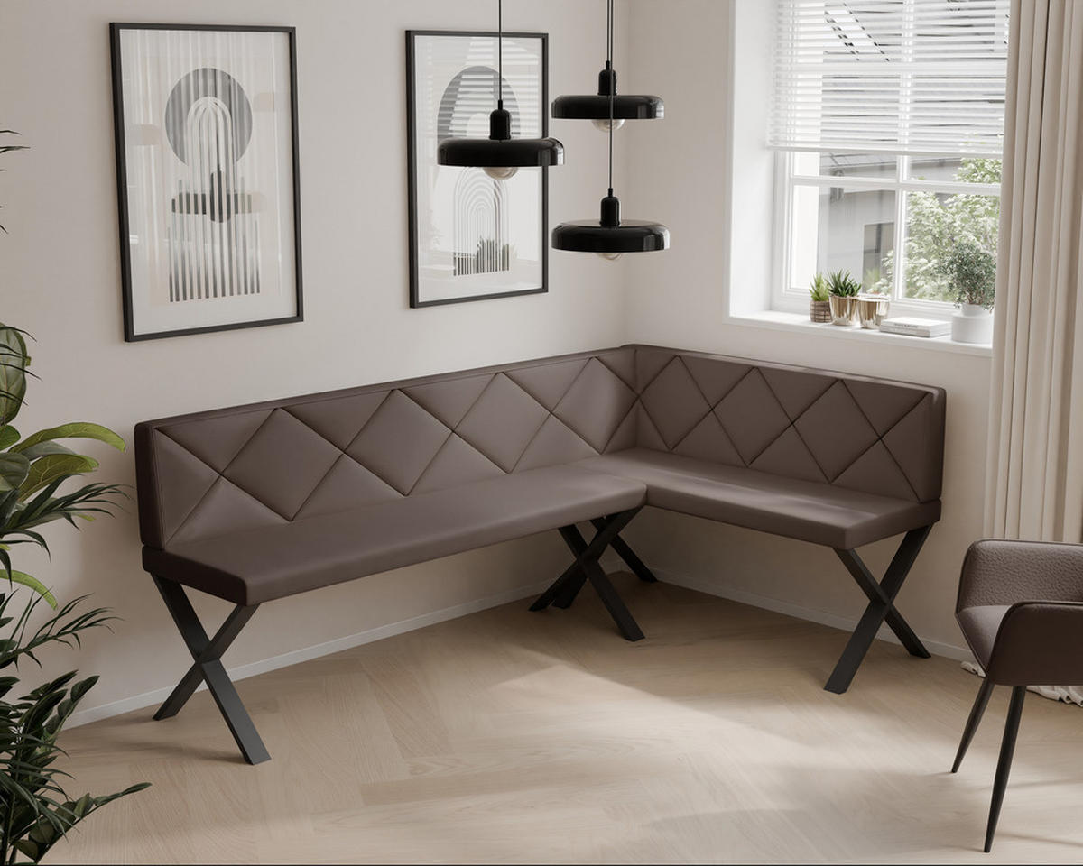 ECKBANK rechts VERO X Kunstleder gesteppt, 142/196 cm Braun - Braun, Kunststoff/Textil (142/196cm) - Idohome
