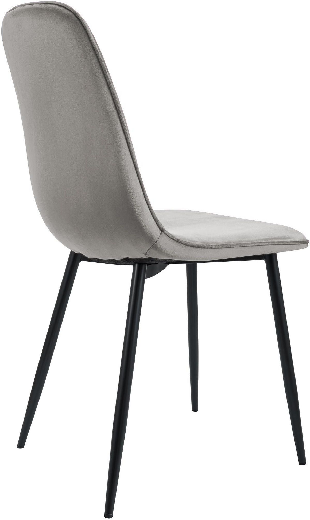 ESSZIMMERSTUHL Samt Hellgrau - Hellgrau/Schwarz, Textil/Metall (45/88/54cm) - CLP