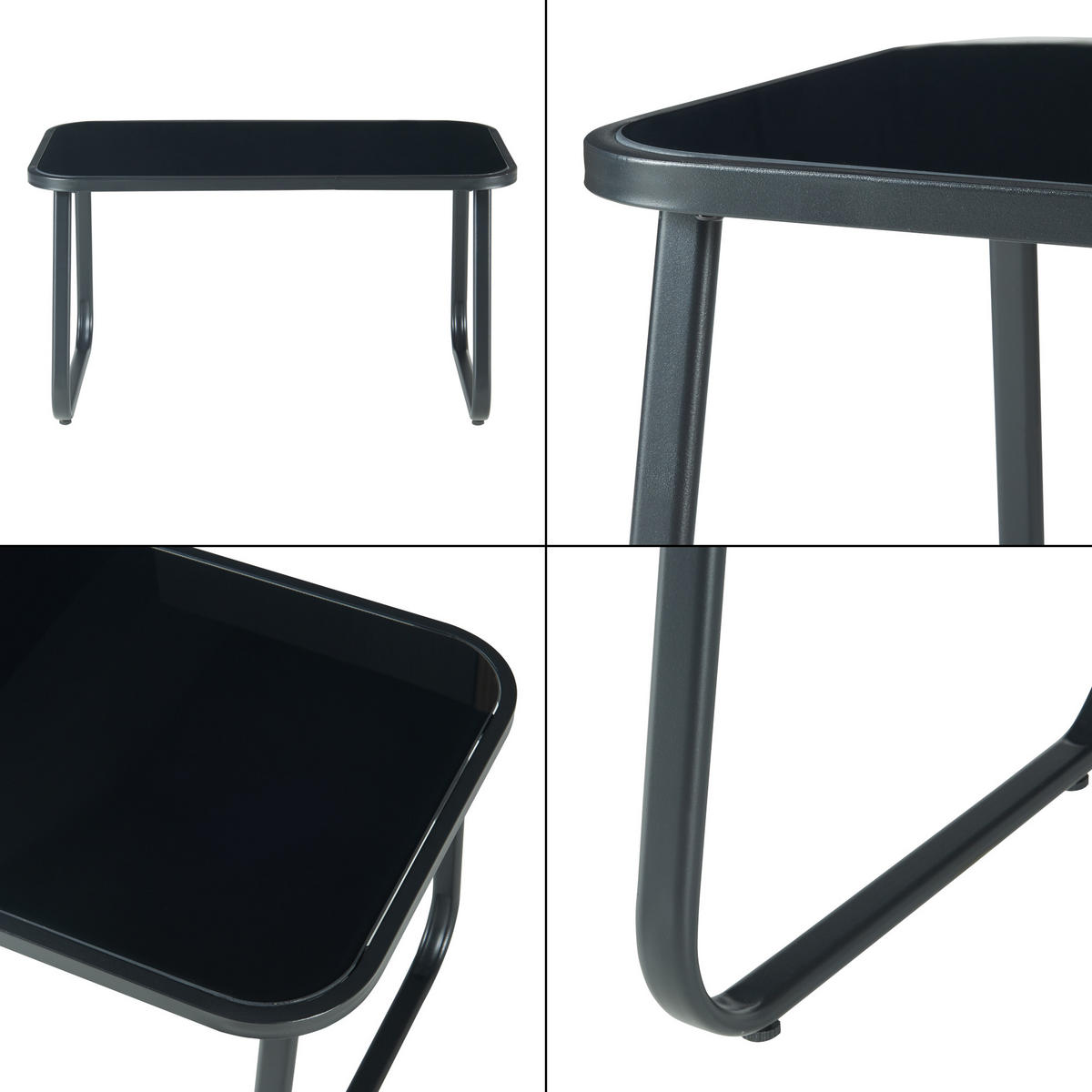 GARTENMÖBEL-SET 4 TLG. Anzi - Schwarz, Glas/Textil - casa.pro