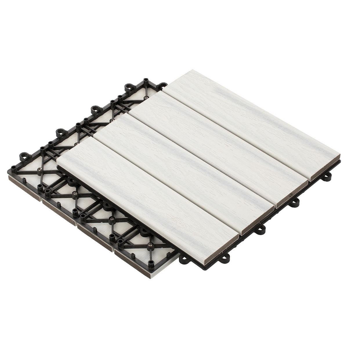 TERRASSENFLIESE - 11er-Set - Weiß, Kunststoff (30/30/2.4cm) - home24