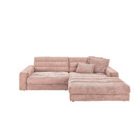 ECKSOFA LANA SOFA Pink Cord - Pink/Schwarz, Textil (296/205cm) - KAWOLA