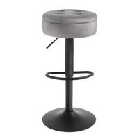 BARHOCKER 1er-Set Hellgrau mit Aufbewahrungsraum Samt & Höhenverstellbar - Hellgrau, Metall (39/79.5/39cm) - PANGIVO
