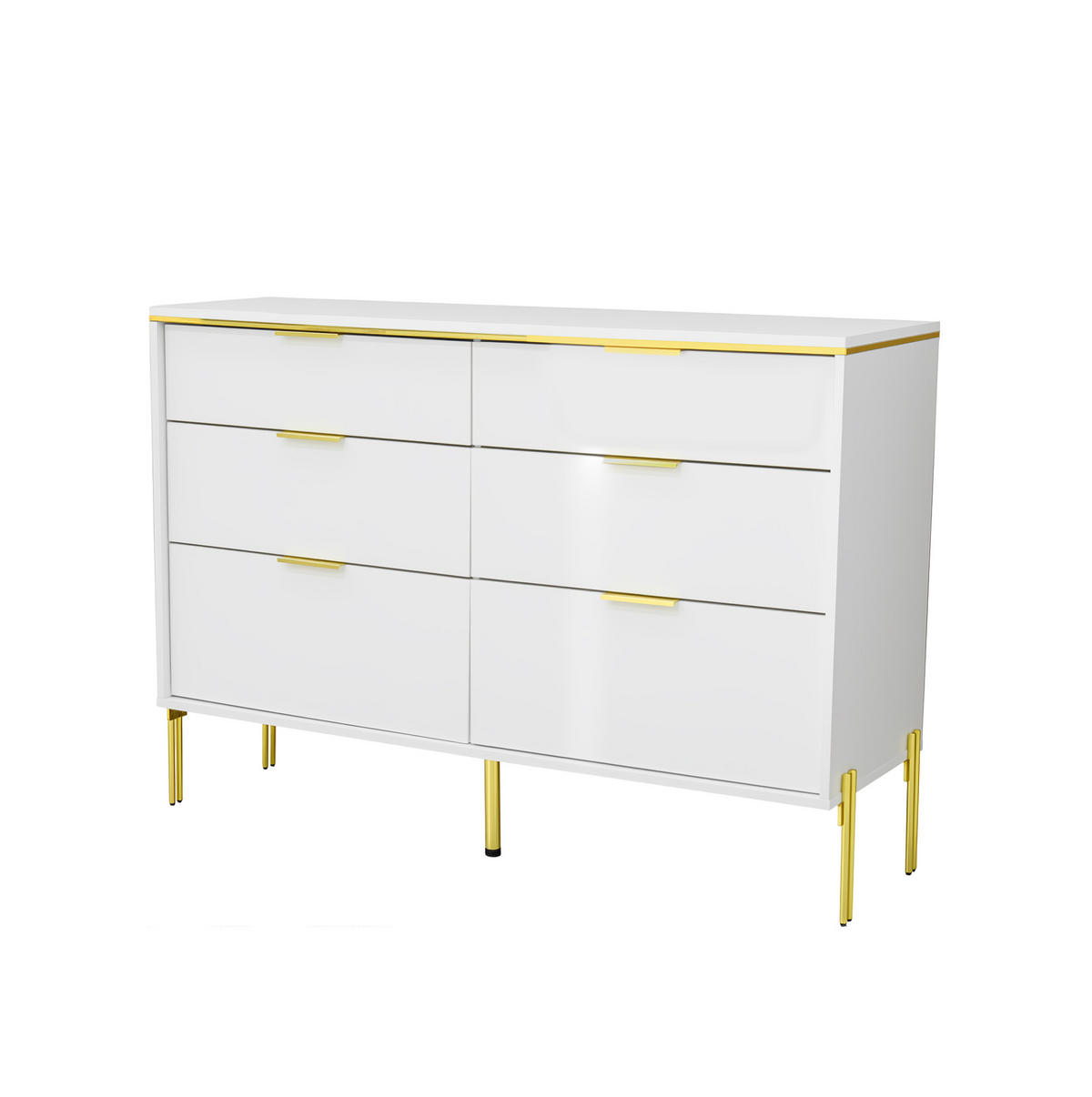 KOMMODE 120/85,5/40 cm Weiß aus Spanplatte mit 6 Schubladen - Weiß, Holzwerkstoff (40/85.5/120cm) - OKMYHOME