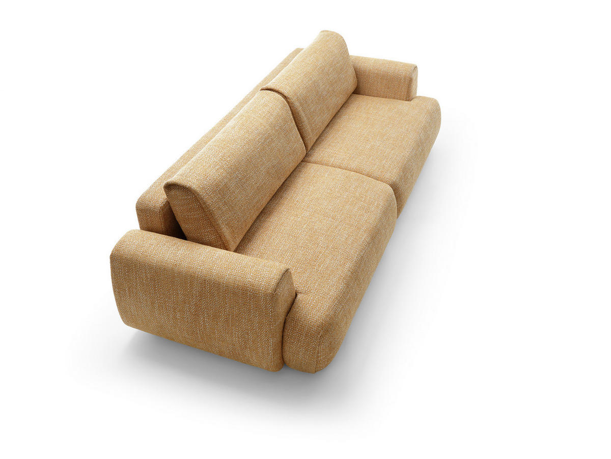 BETTSOFA ZEST Gelb Chenille-Stoff mit Schlaffunktion - Gelb, Textil (106/81/260cm) - MASSENO