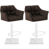 BARHOCKER 2er Set Damaskus Stoff weiß braun - Braun/Weiß, Kunststoff/Metall (64/110/48cm) - TPFLiving