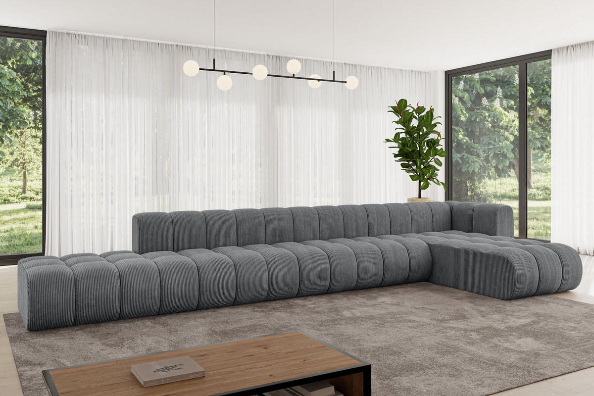 ECKSOFA modulares Sofa Zuvon-L3 - 478x177x70 cm Dunkelgrau - Dunkelgrau, Holzwerkstoff/Textil (478/177cm) - ALTDECOR