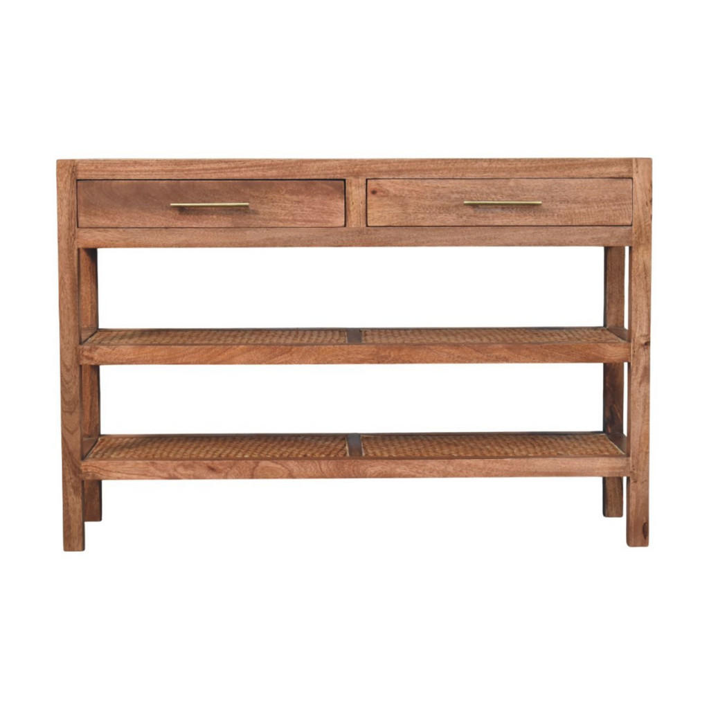 Artisan Furniture NOČNÍ STOLEK s povrchem v barvě pražených mandlí, 1 zásuvkou, 1 otevřenou policí, jemně hnědý.