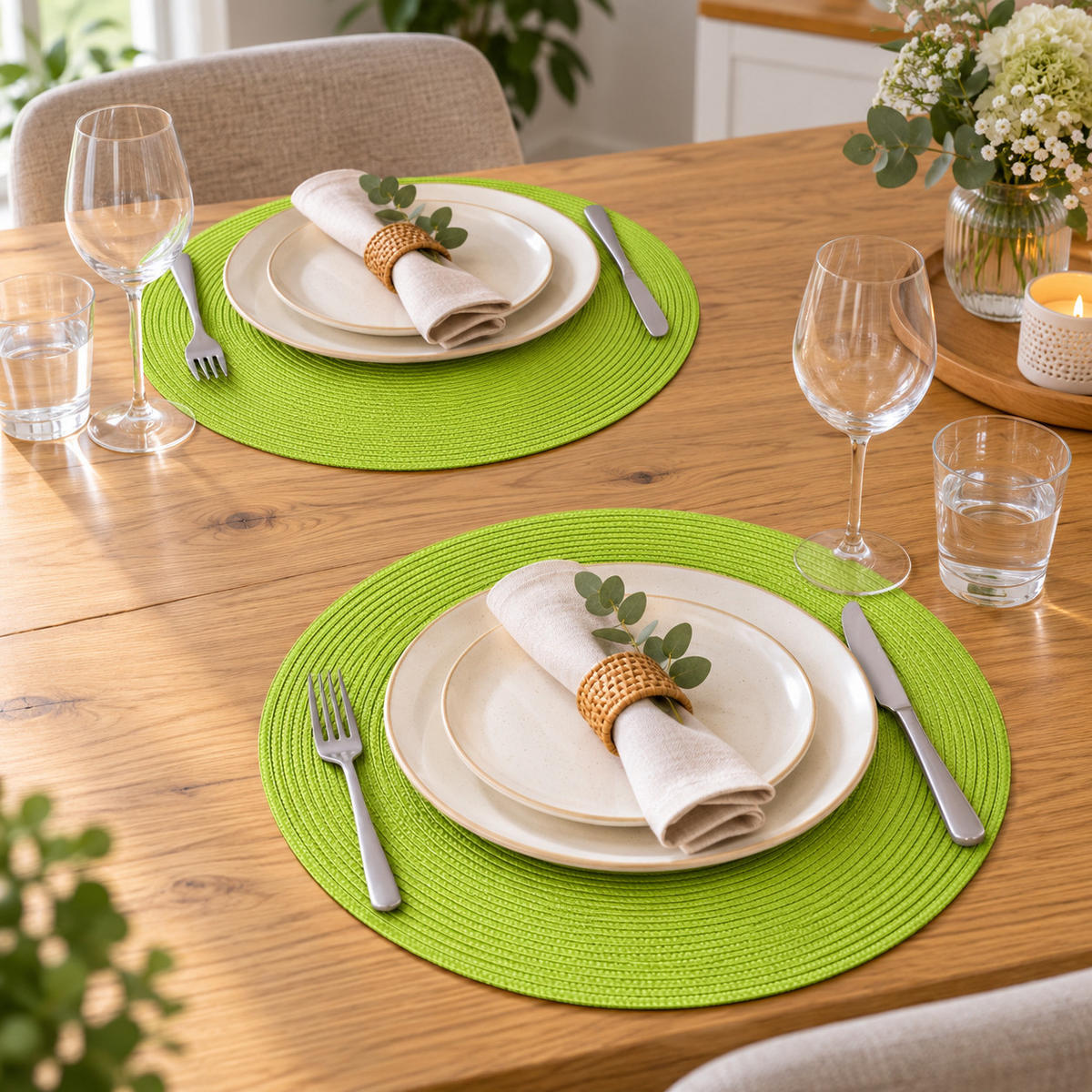 PLATZSET 2er Set Polypro Anis 35 cm rund - Limette, Kunststoff (35cm) - TiborTex