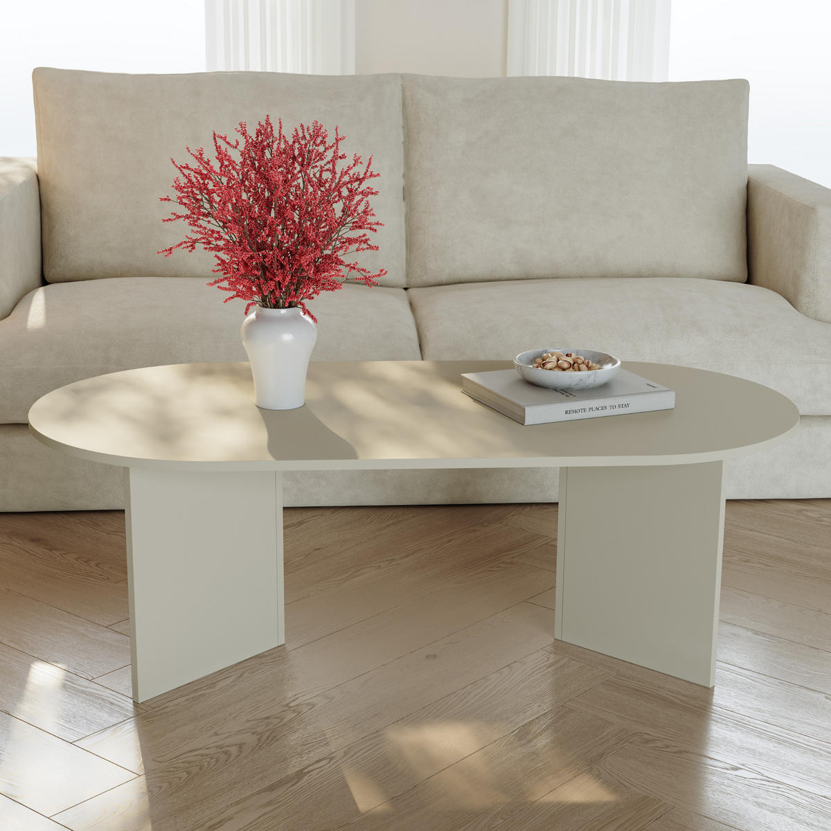 KONZOLOVÝ STOLIK Kynd 119/60/40 cm - piesková, kompozitné drevo (119/60/40cm) - [en.casa]