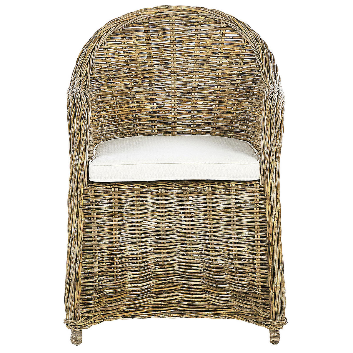 GARTENSESSEL Rattan natürlich Auflagen cremeweiß Susua - Beige/Naturfarben, Naturmaterialen (54/87/67cm) - Beliani