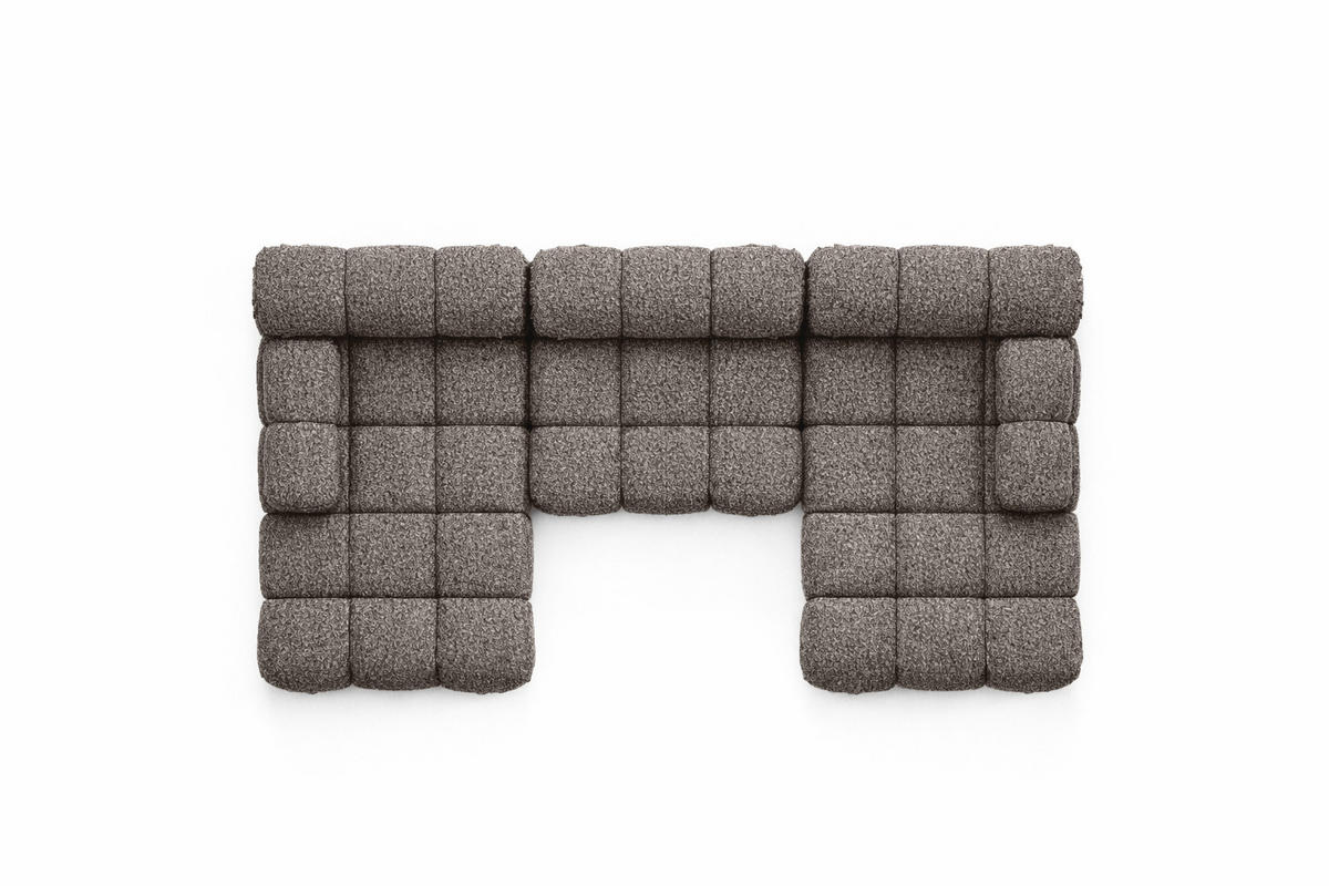 ECKSOFA U-Form, Stoff Bouclé Abriamo, Braun, Selia U - Braun, Holz (285/70/160cm) - Kaiser Möbel
