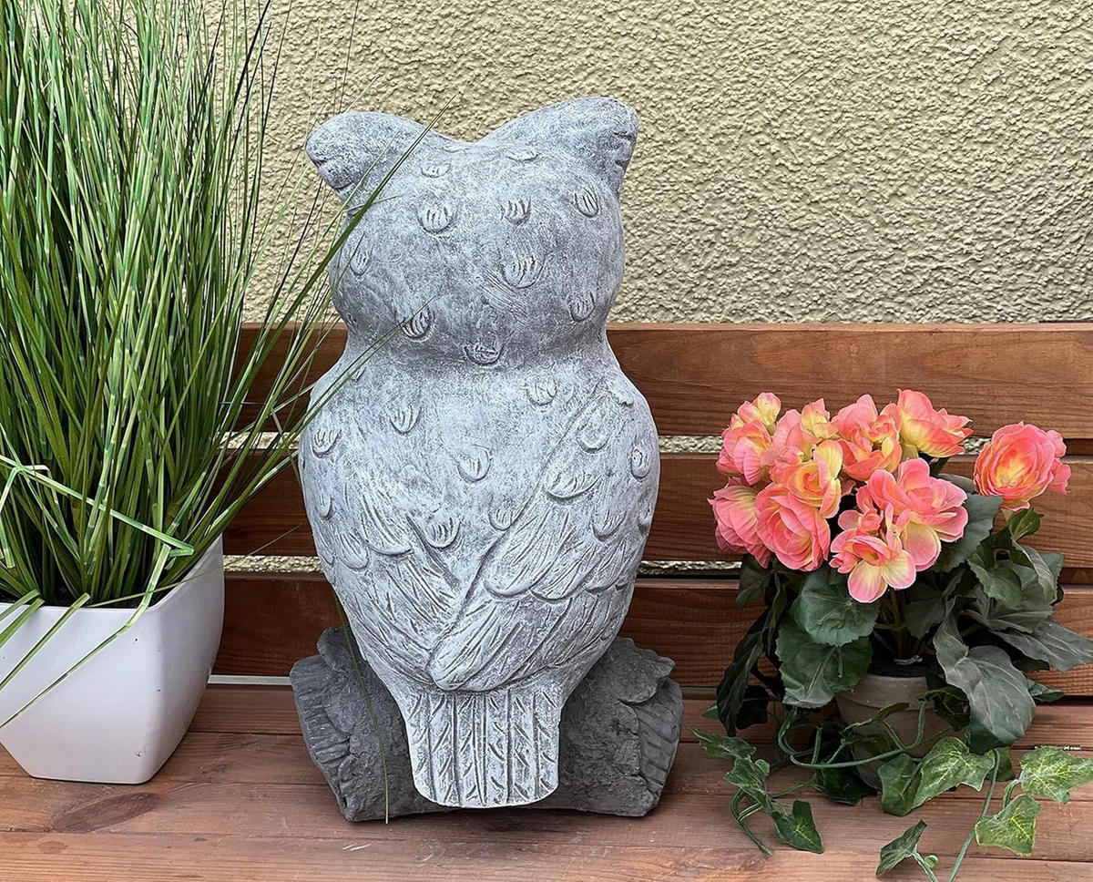 STEINFIGUR Eule Mathilda Steinguss frostfest Uhu - Grau, Stein (21/39/19cm) - stoneandstyle