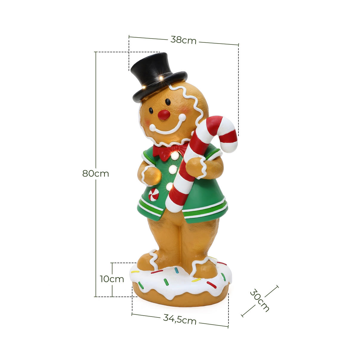 LEBKUCHENMANN Stehfigur 80CM HTHD0367-M - Braun, Stein (30/80/38cm) - Hometopia