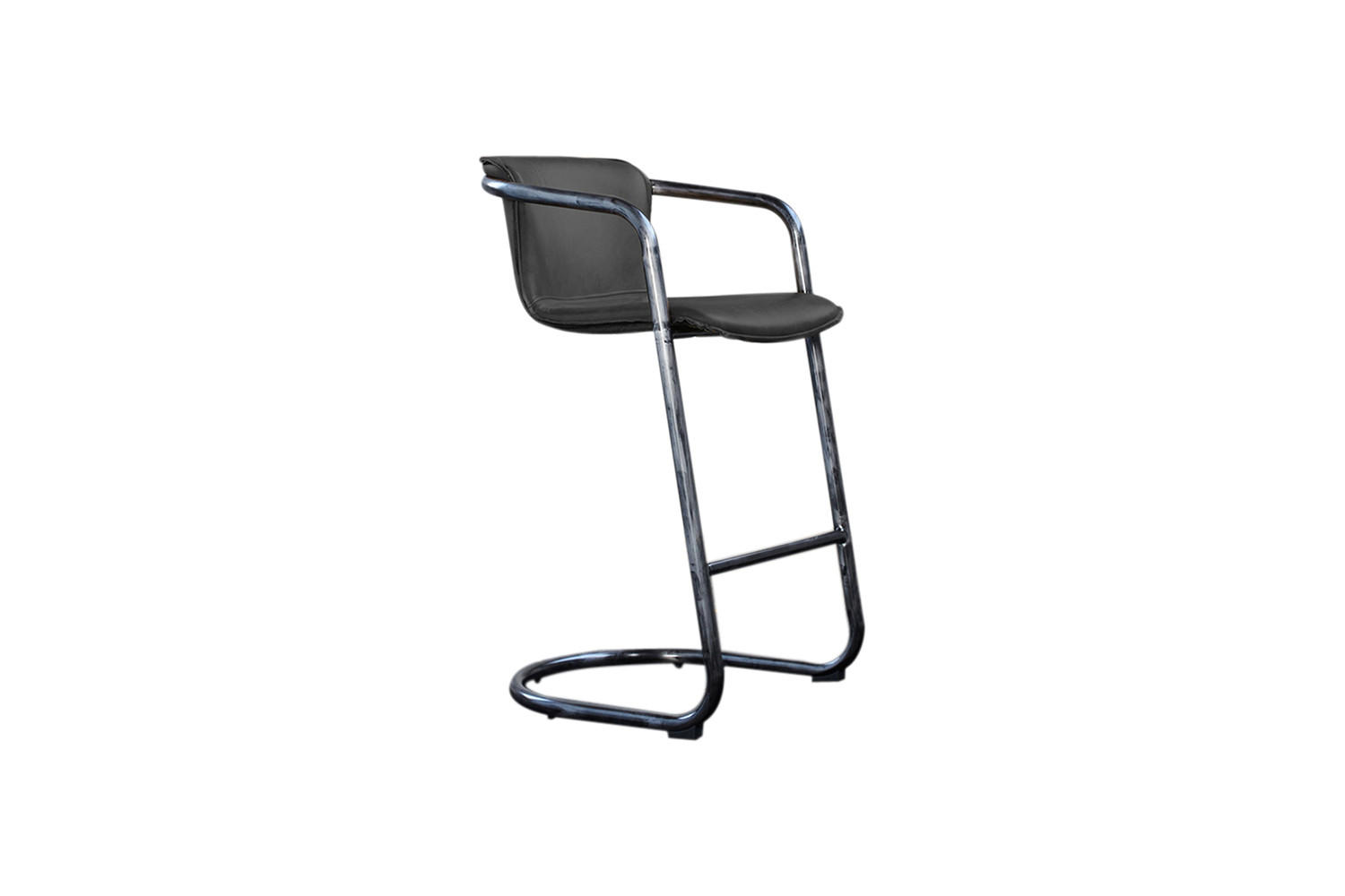 BARHOCKER TRIVIA Grau Leder - Grau, Leder (51/102/62cm) - KAWOLA