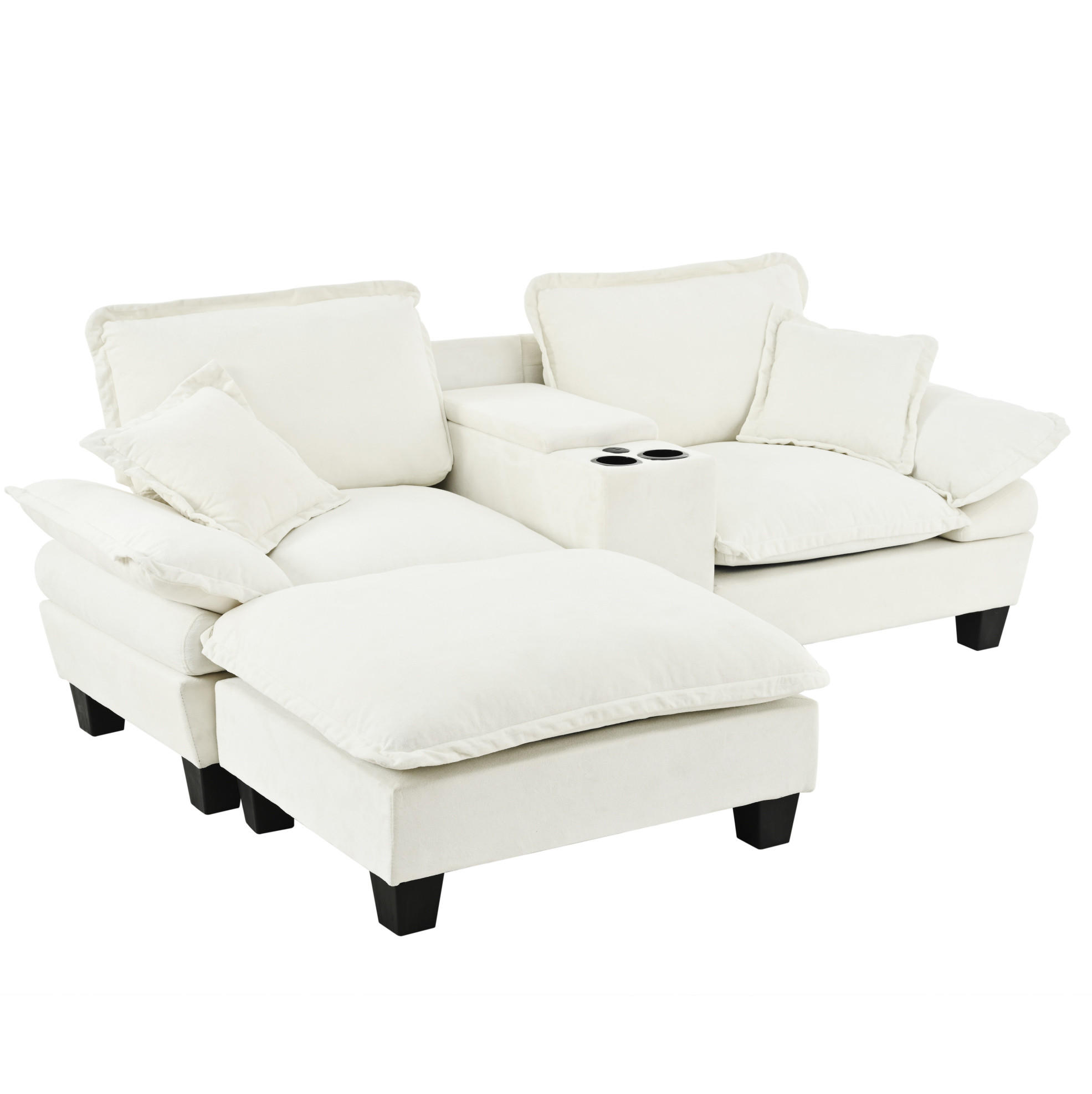 ECKSOFA 224/151/90 cm beige aus Chenille mit USB und Stauraum - Beige, Textil (151/224cm) - OKWISH