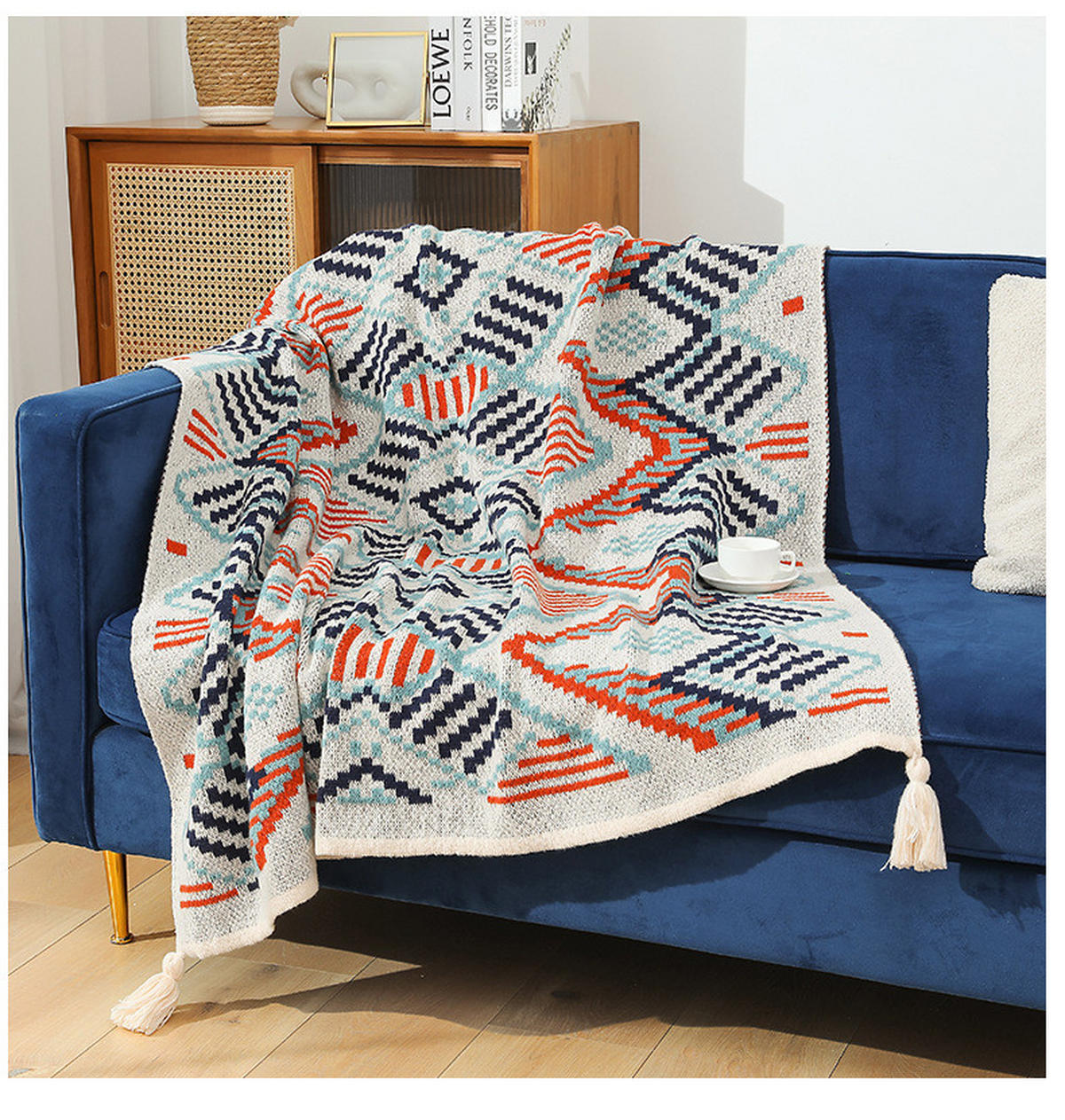 DECKE – 130 x 170 cm – Gestrickte Wohndecke mit Quasten - Multicolor, Textil (170/130cm)