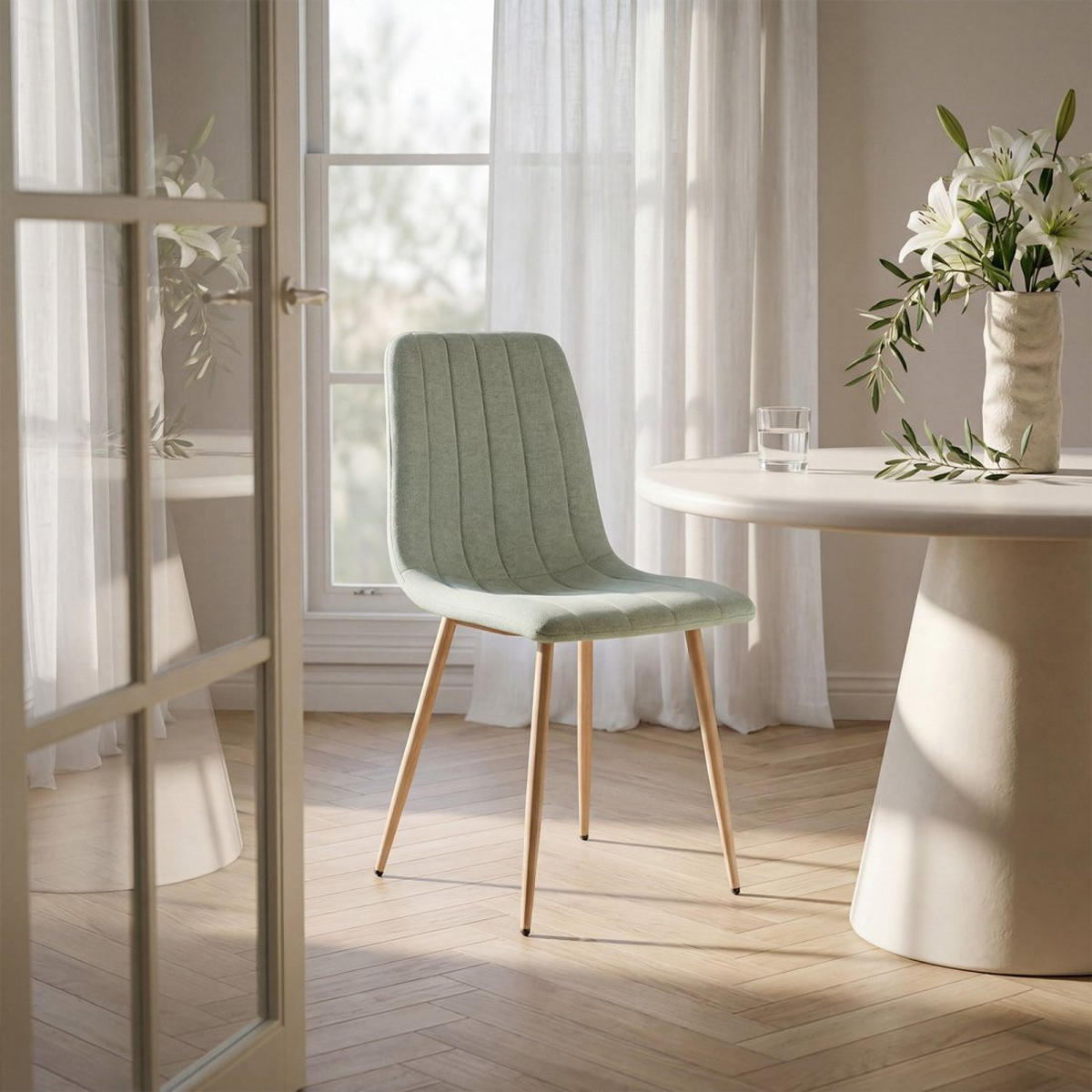 ESSZIMMERSTUHL Robbie Beige 44 cm x 89 cm 4er-Set - Beige, Textil (44/89/56cm) - Klast Home