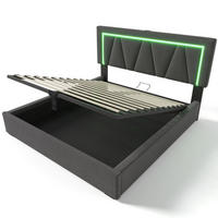 POLSTERBETT 160/200 cm Grau mit Matratze, Stauraum, LED-Beleuchtung und USB - Grau, Textil (160/200cm) - Flora Grace