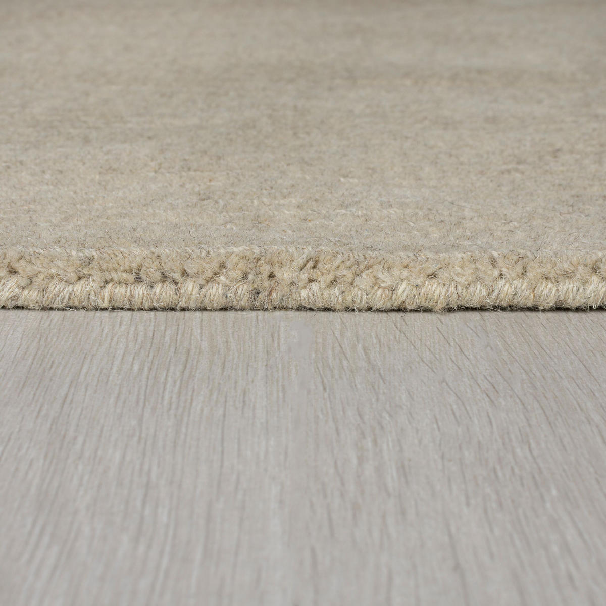 WOLLTEPPICH Uni-Design, mit Randdetails, handgewebt MOLE, Beige 120x170 cm - Beige, Textil (120/170cm) - KADIMA DESIGN