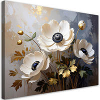 BILD auf Leinwand, Beigefarbene Anemonen Blumen Pflanzen Natur - Beige, Textil (45/30cm) - Feeby