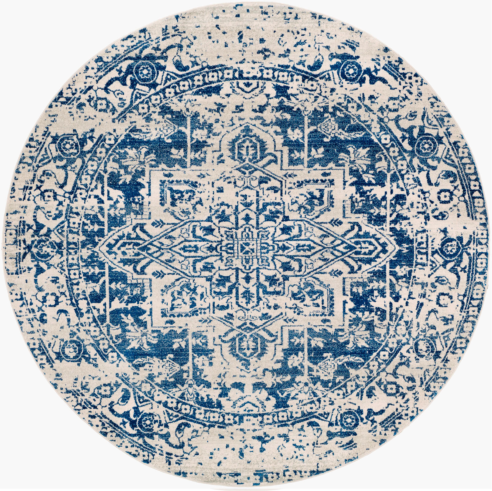 VINTAGE-TEPPICH Rund Ø 160 cm Blau - Blau, Textil (160/160cm) - LIVABLISS