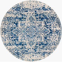 VINTAGE-TEPPICH Rund Ø 160 cm Blau - Blau, Textil (160/160cm) - LIVABLISS