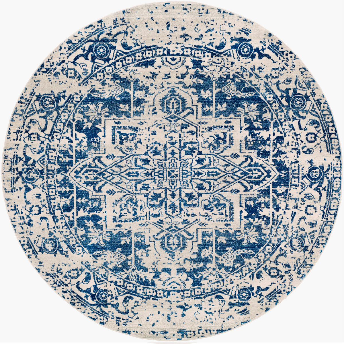 VINTAGE-TEPPICH Rund Ø 160 cm Blau - Blau, Textil (160/160cm) - LIVABLISS