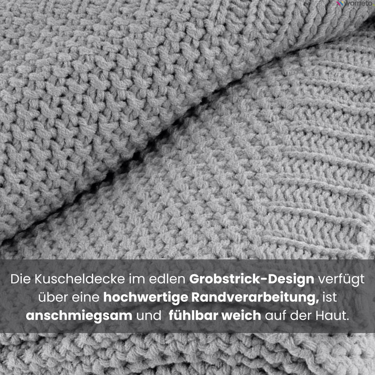 STRICKDECKE grau 140/190 cm - Grau, Textil (140/190cm) - wometo