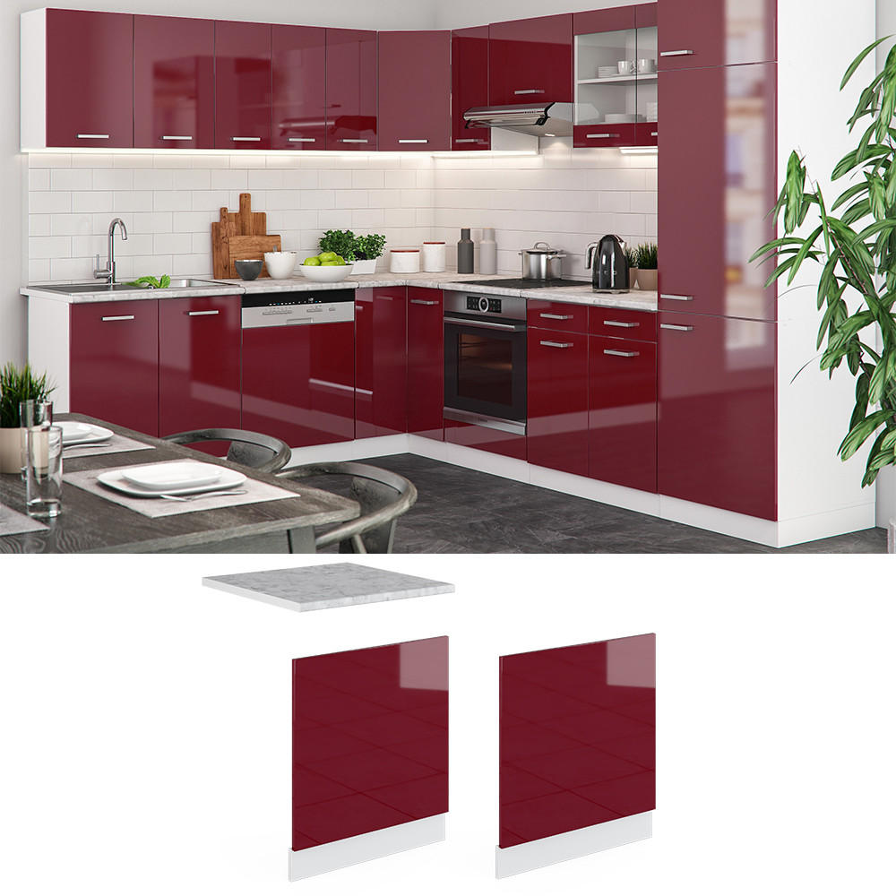 FRONTBLENDE R-Line Rot 60 cm ohne AP - Rot/Weiß, Holzwerkstoff (60/57.2/1.6cm) - Vicco