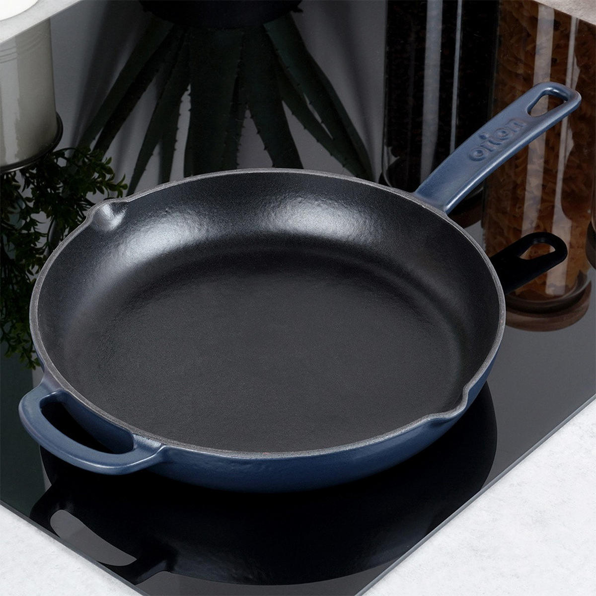 GUSSEISENPFANNE Litina emailliert dunkelblau - Dunkelblau, Metall (43/27.5/4.5cm) - Orion 
