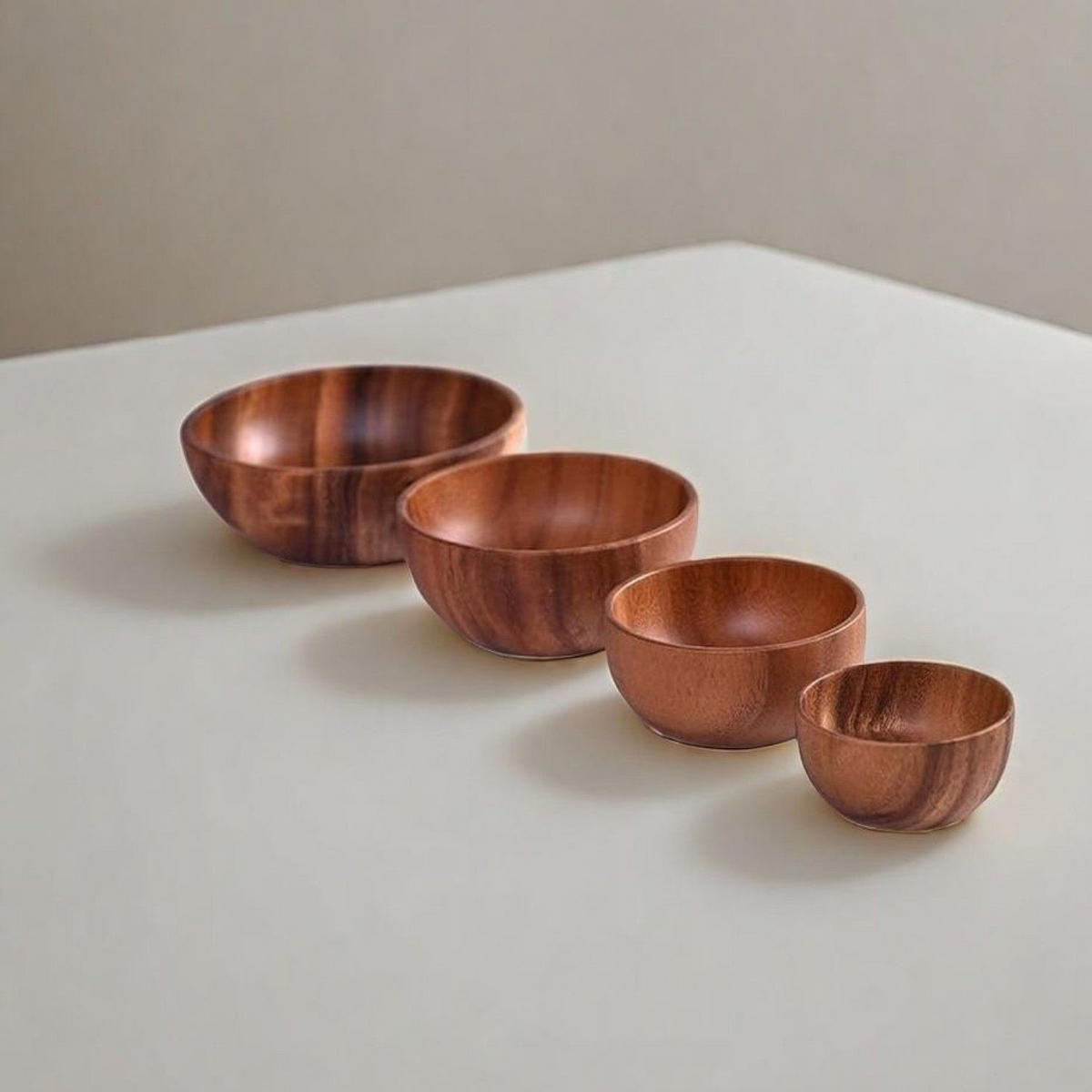 SCHALENSET 4-tlg. Akazienholz Braun 20/16/13/10 cm - Akaziefarben, Holz - Quality Elegance