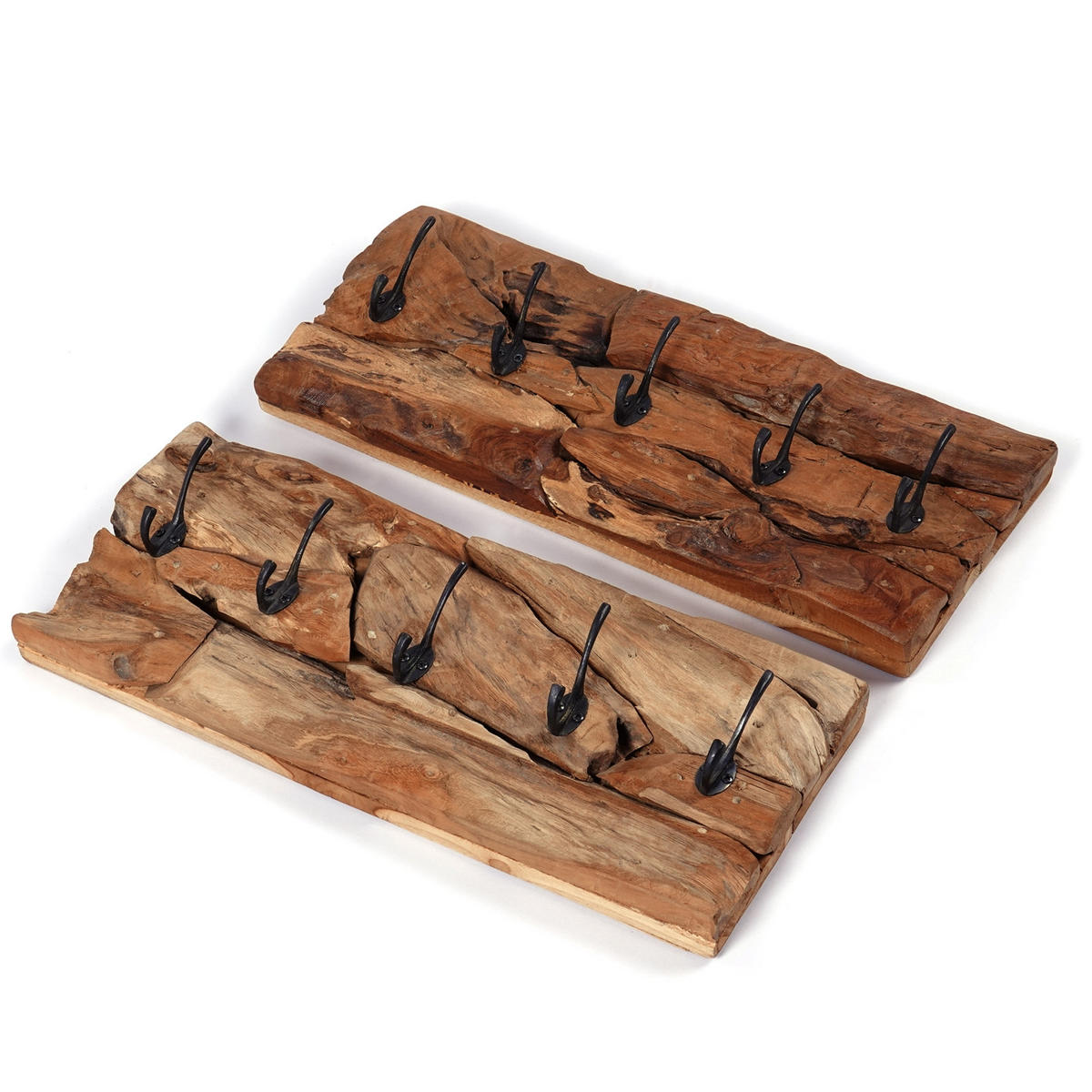 WANDGARDEROBE Mara 50 5 Haken, Treibholz naturfarben - Naturfarben, Holz (50/20/7cm) - CREEDWOOD