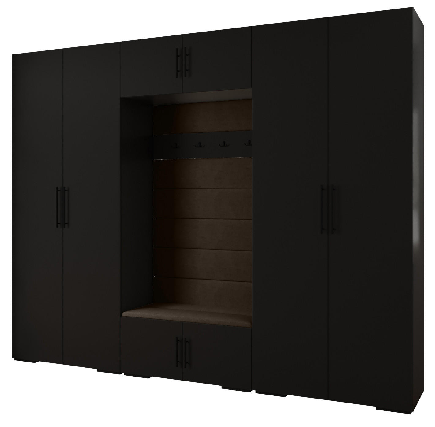 Abiks Möbel Garderoben-Set Schwarz, Braun, Schwarz 300x236.7x47 cm