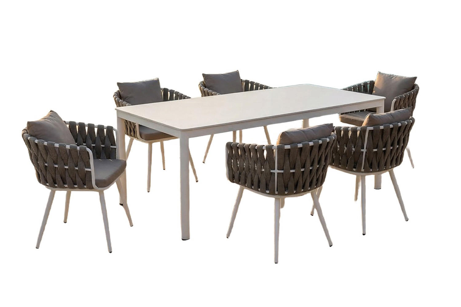 GARTEN-ESSGRUPPE LUSHA 7ER SET Grau Keramik, Kunststoff - Dunkelgrau, Keramik - KAWOLA