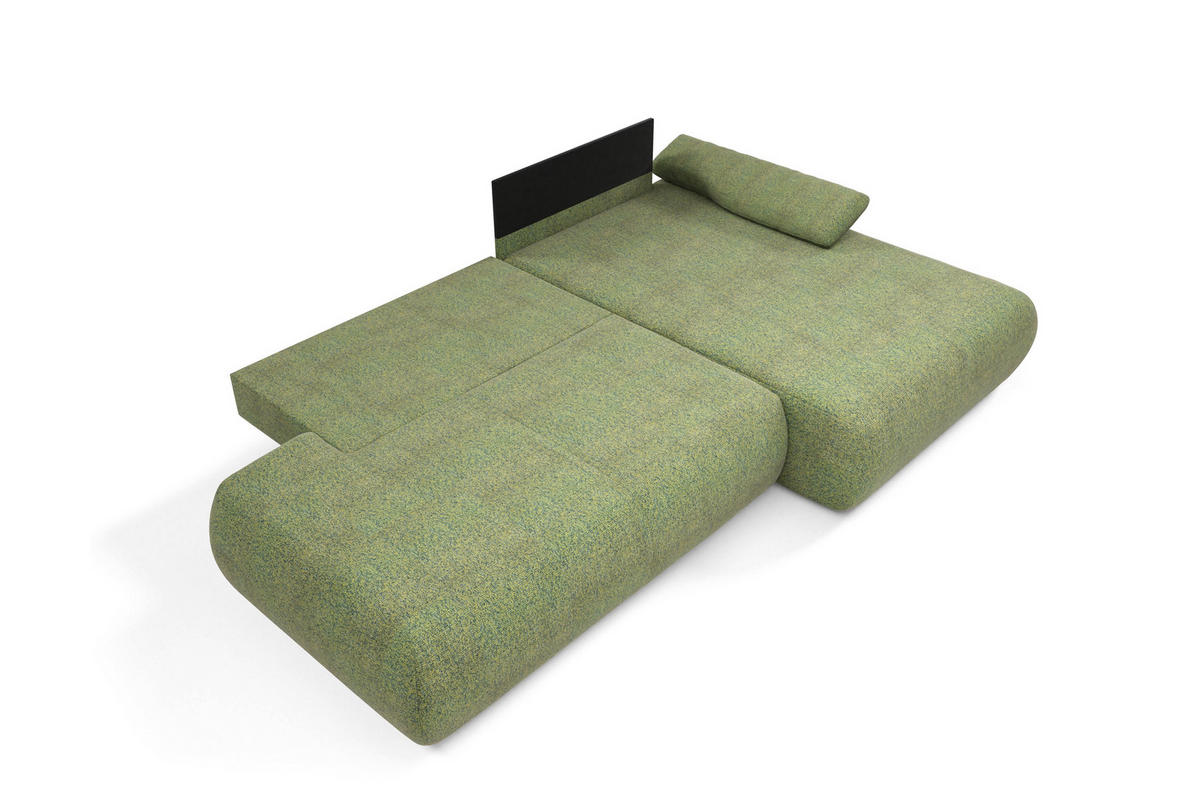 ECKSOFA DELTA R-S Grün Geflochtener Stoff mit Schlaffunktion - Grün, Holz (286/173.5cm) - MASSENO