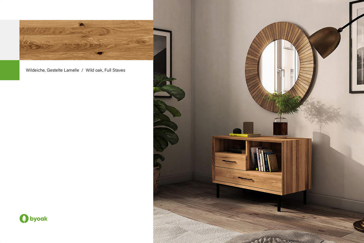 KOMMODE LEON Wildeiche - Wildeiche, Holz (97/65/45cm) - byoak