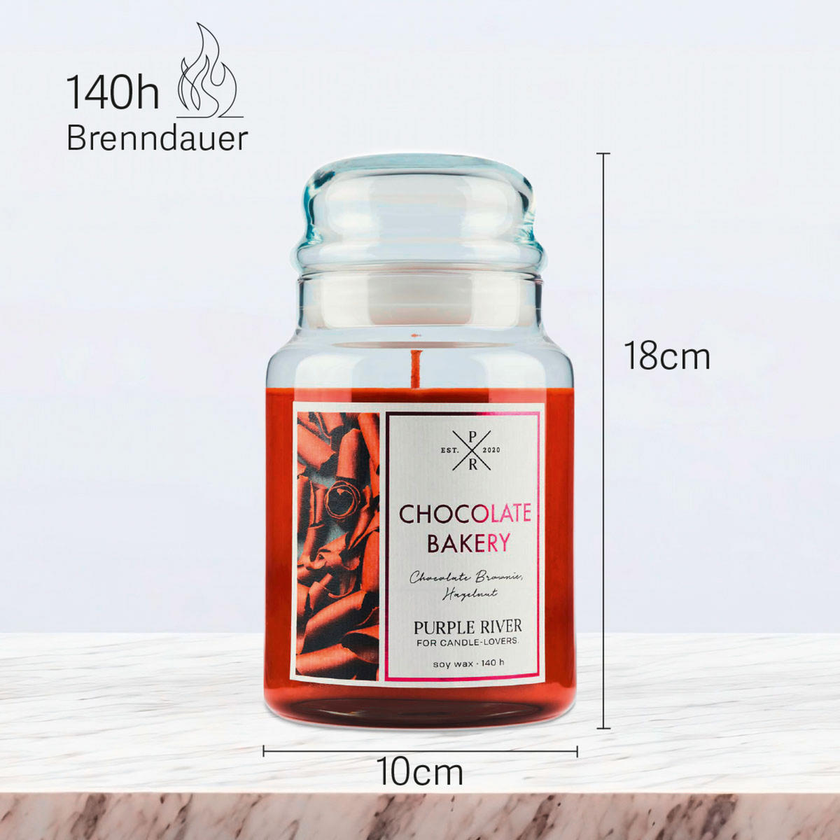 DUFTKERZE Purple River - Braun, Naturmaterialien/Glas (18cm)