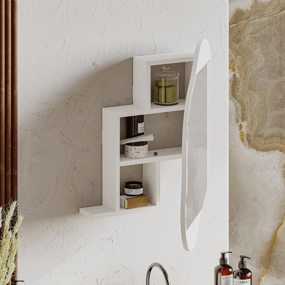 SPIEGELSCHRANK Cloud Weiß 60/75/13 cm - Weiß, Holzwerkstoff (60/75/13cm) - Decortie