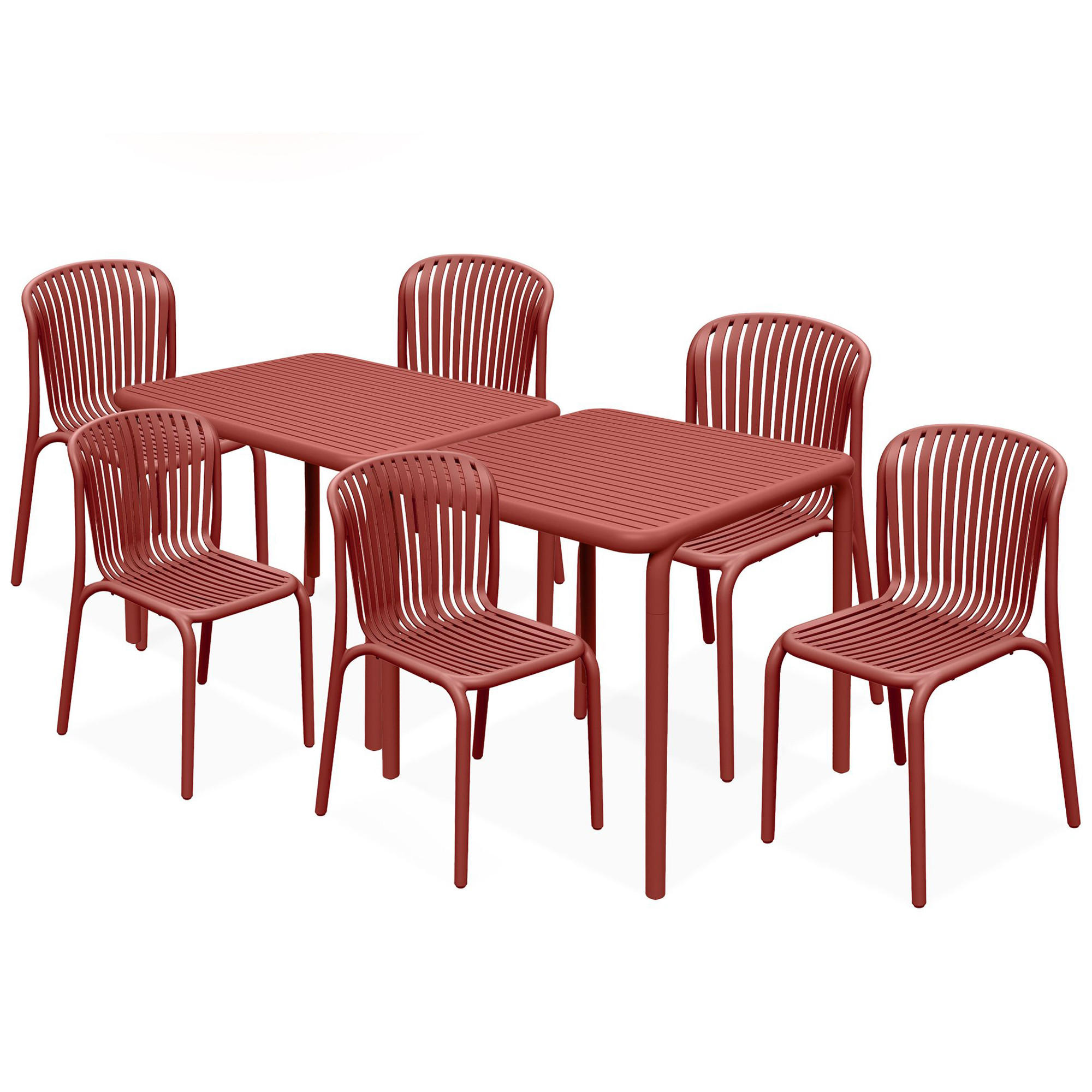 GARTEN ESSGRUPPE FICCARI, Gartenmöbel-Set 8-tlg, Rot - Rot, Kunststoff - KONSIMO®
