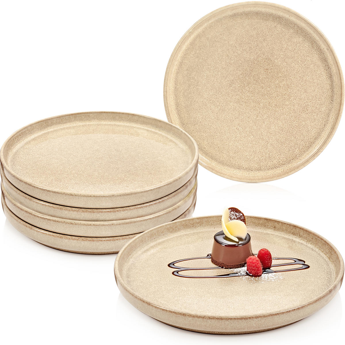 DESSERTTELLER SET KAIRO MOCHA - 6 teilig aus Steingut - Beige, Keramik (27.5cm) - Sänger